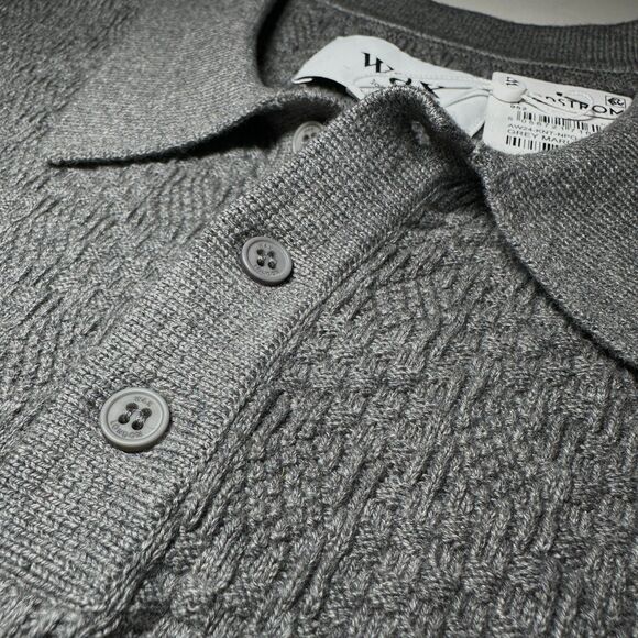 Wax London Naples Textured Knit Polo XL (Fits Large) Cotton Cashmere Sweater - Picture 5 of 15